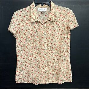 Jones New York Cream Floral Blouse